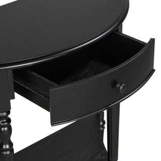 Half Moon Console Table With Drawer & Shelf