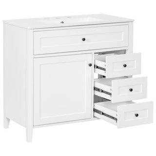 Bathroom Vanity With Sink, Cabinet With 3 Drawers And Adjustable Shelf