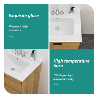 Rectangular Single Vanity Top With 3 Faucet Hole Sink - White