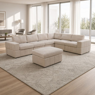 Oversized Modular Sectional Sofa, Reversible With Ottoman