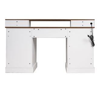 Office Desk With Charging Station & Storage Cabinet
