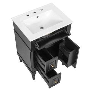 Freestanding Bathroom Vanity With Sink, Adjustable Shelf & Flip Drawer