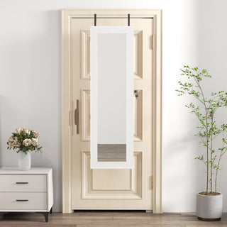 Jewelry Armoire Organizer With Full Length Mirror, Wall Mounted Lockable Cabinet With LED Light