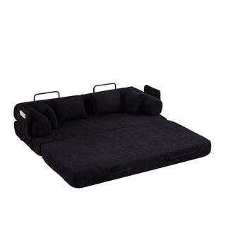 Convertible Sleeper Sofa Bed With Cylindrical Pillow