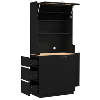 Pantry Cabinet With Hydraulic Flip Top And USB Charging Port