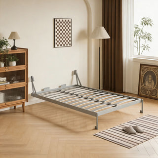 Queen Size Vertical Murphy Wall Cabinet Folding Bed With Automatic Legs - Gray
