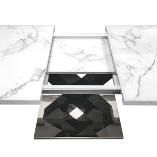 Rectangle Dining Table With Stretchable Top, X Shape Mdf Legs With Steel Base - White / Black