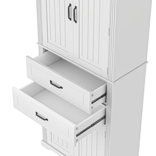 Storage Cabinet With Adjustable Shelves, 2 Drawers, Doors