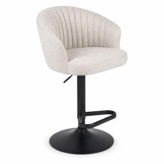 Adjustable Swivel Bar Stool With Upholstered Seat - Beige