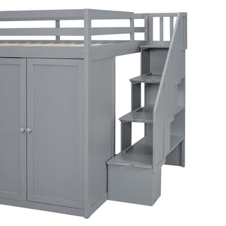 Loft Bed With Built In Wardrobes, Cabinets And Drawers