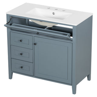Bathroom Vanity With Sink, 3 Drawers & Cabinet With Adjustable Shelves