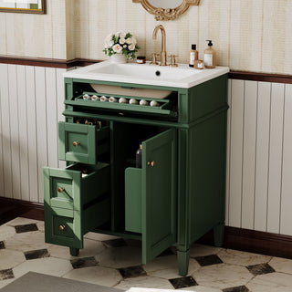 Bathroom Vanity With Top Sink, Storage Cabinet With 2 Drawers And Tip-Out Drawer