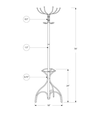 Coat Rack, Hall Tree, Free Standing, 12 Hooks, Entryway, 70"H, Umbrella Holder, Contemporary & Modern