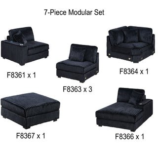 Contemporary Style Modular Sectional Sofa Set With USB, Cup Holder