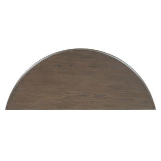 Half Moon Console Table With Drawer & Shelf For Living Room - Walnut