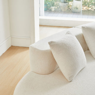 Curved Boneless Couch, Half Moon Sofa, 5 Seat Couch With High Density Foam Filled For Living Room - White
