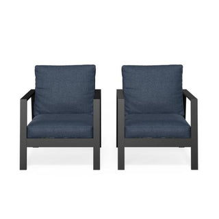 All-Weather Ergonomic Patio Armchairs With Thick Cushions (Set of 2)