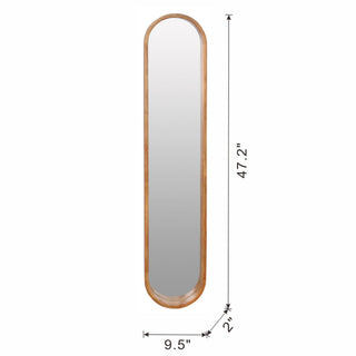 Decorative Rubber Frame Mirror With Elongated Oval Frame - Brown