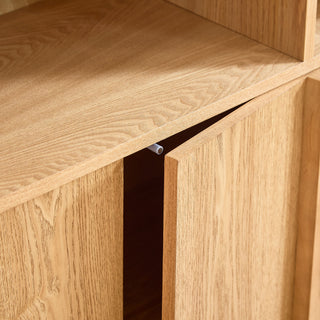 Fluted Sideboard Buffet Cabinet With 2 Doors And Adjustable Shelf, Storage Cabinet For Entryway