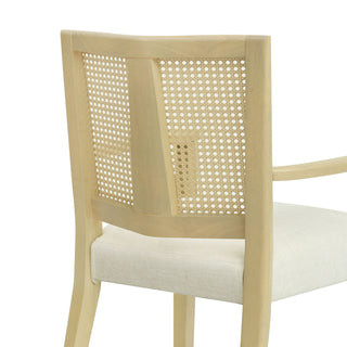 Mid Century Modern Arm Dining Chairs With Rattan Backrest