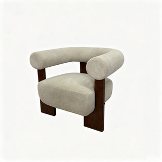 C - Shaped Chunky Arm Accent Chair - Beige / Brown
