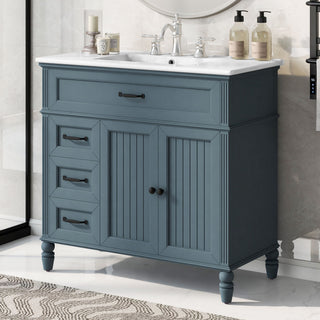 Bathroom Vanity With Sink, 2 Doors 2 Drawers, Freestanding Design