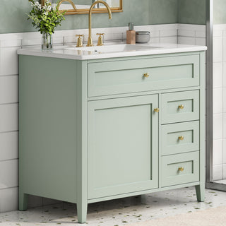 Bathroom Vanity With Sink, Cabinet With 3 Drawers And Adjustable Shelf
