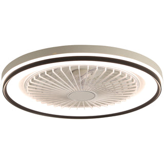 RGB Dimmable LED Enclosed Ceiling Fan With Light Flush Mount Bladeless, 6 Speed, Remote Control - White