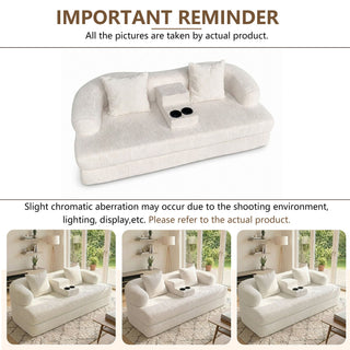 2 In 1 Convertible Sleeper Sofa Bed With Cup Holders
