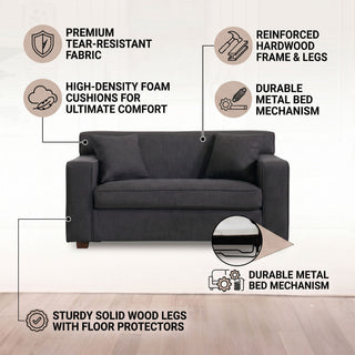 2 In 1 Lounge Chair With 4" Mattress & 2 Throw Pillows - Gray