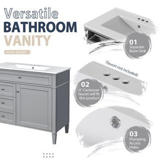 Bathroom Vanity With Mirror Cabinet, Single Sink With 2 Soft Closing Doors And 4 Drawers