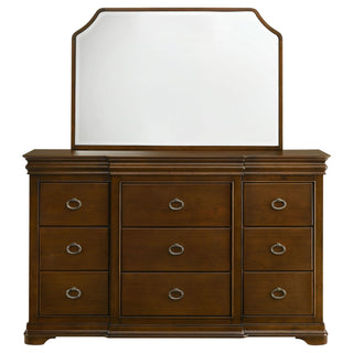 Leonide - 9 Drawer Dresser With Mirror - Cherry