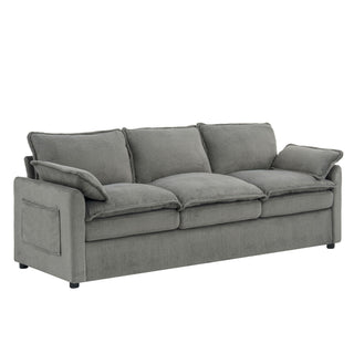 Modern 3 Seater Sofa With Side Storage Pockets For Living Room