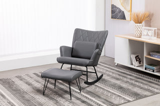 Rocking Accent Chair With Lumbar Pillow And Ottoman