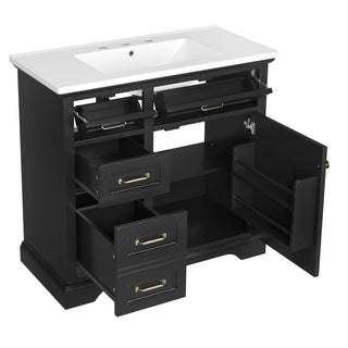 Modern Bathroom Vanity With Sink Top, 4 Drawers And 1 Soft-Close Door
