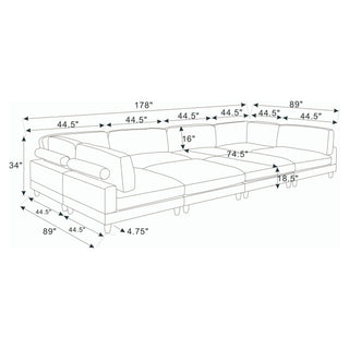 Modern Modular Sectional With Adjustable Back Support