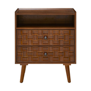 Nightstand With Charging Station, 2 Drawer Bedside Table With Shelf And USB / AC Ports
