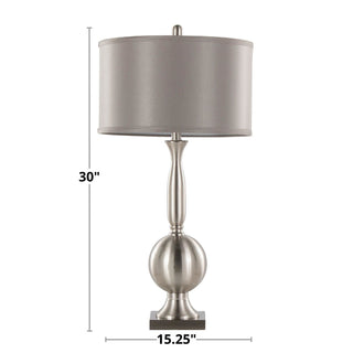 Joan - Contemporary Table Lamp (Set of 2) - Nickel / Gray Satin