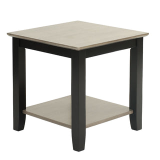 3 Piece Table Set With Open Shelf Storage, Includes Coffee, End & Console Table - Black / Black / Gray / Gray