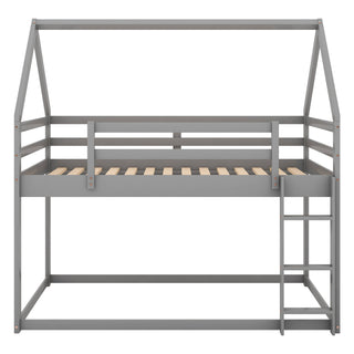 Low Bunk Bed With House Shaped Frame And Ladder
