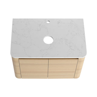 Mounted Bathroom Vanity With Art Sink, Storage Shelves, Soft Close Door