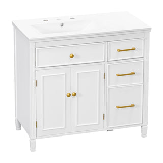 Bathroom Vanity With Sink Top, 3 Soft Closing Drawers