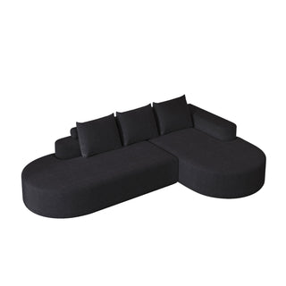 Modern Curved Sofa, L-Shaped Modular Sectional Set With 3 Pillows