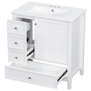 Modern Bathroom Vanity With Sink, 1 Cabinet & 3 Drawers