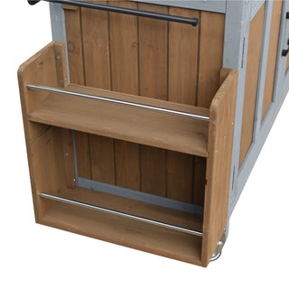 Foldable Outdoor Kitchen Island With Lockable Wheels, Storage Cabinet And Towel Rack For Patio