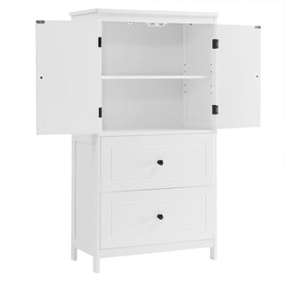 Bathroom Storage Cabinet With 2 Doors And Drawers, Adjustable Shelf