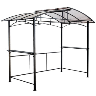 Grill Gazebo 8X5Ft, Outdoor Patio Canopy, Bbq Shelter With Steel Hardtop And Side Shelves - Black