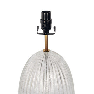 Aurora - Ribbed Lamp Base Clear Table Lamp Large Linen Shade - Beige / Clear / Gold