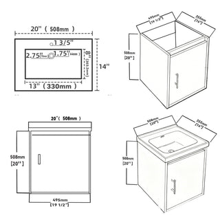20" Floating Bathroom Vanity Combo With Wall Cabinet, Ceramic Sink & Soft Close Doors - White