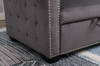 Reversible Sectional Storage Sleeper Sofa Bed, L-Shape 2 Seat Sectional Chaise With Storage, Skin-Feeling Fabric